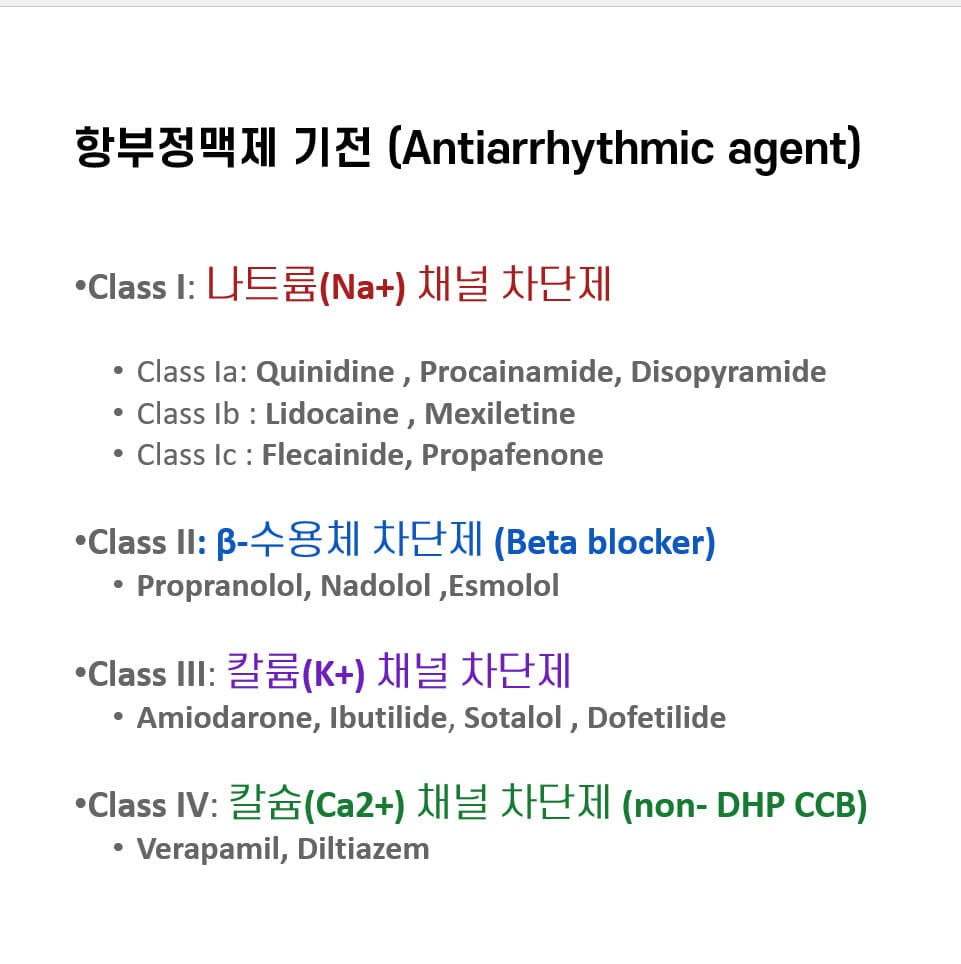 항부정맥제 작용 기전